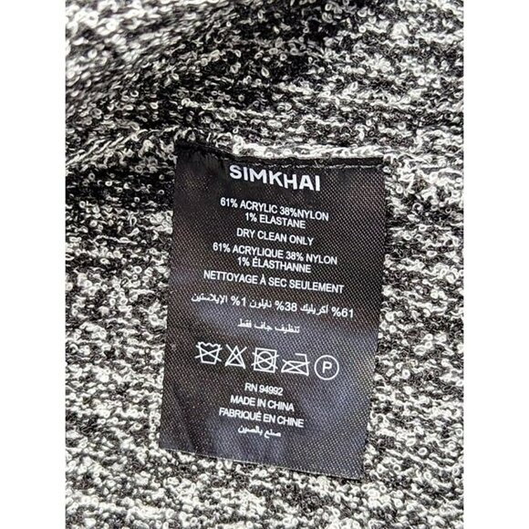 SIMKHAI Patricia Ribbed Short Sleeve Mini Dress Ivory Black Size M (MSRP $445) - Picture 6 of 7